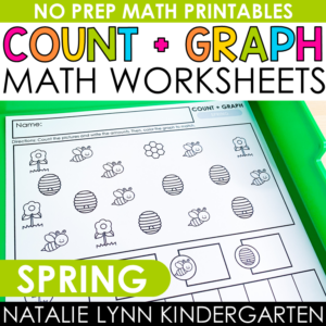 Spring Count and Graph Kindergarten math worksheets cover