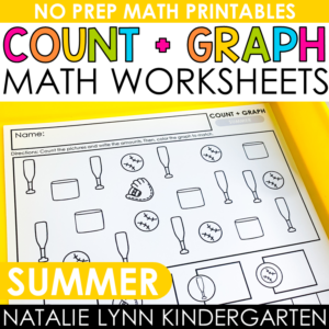 Summer Count and Graph Kindergarten math worksheets cover