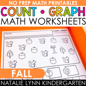 Fall Count and Graph Kindergarten math worksheets cover