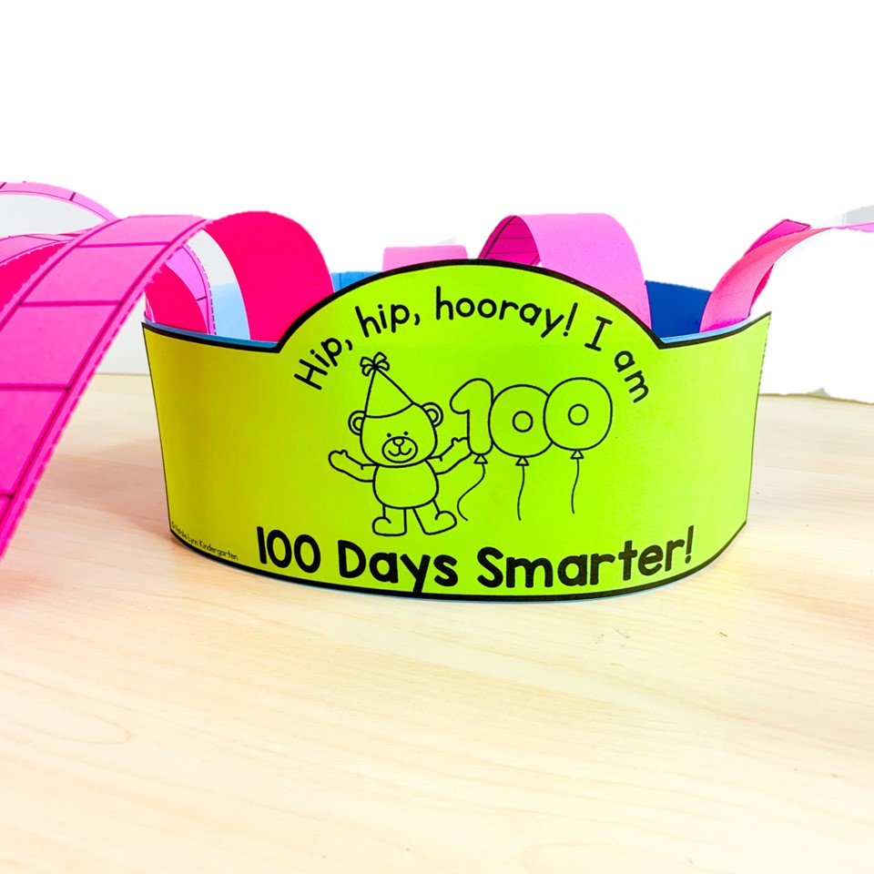Free 100th Day of school Activities| Image shows a 100th day of school crown or hat