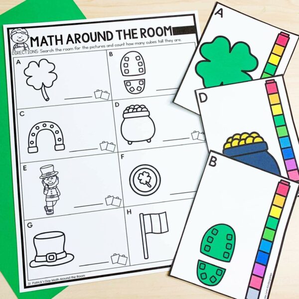 Free St Patrick’s Day measure the room math center for kindergarten