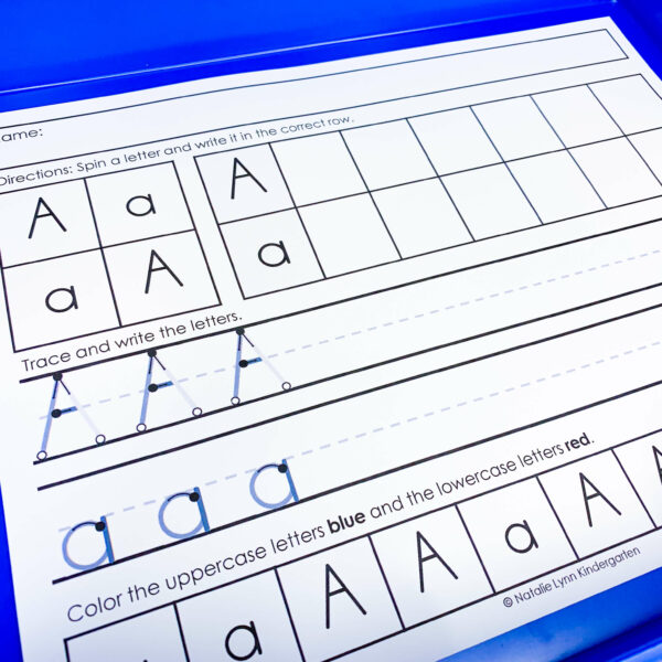 Free alphabet spin and write worksheets