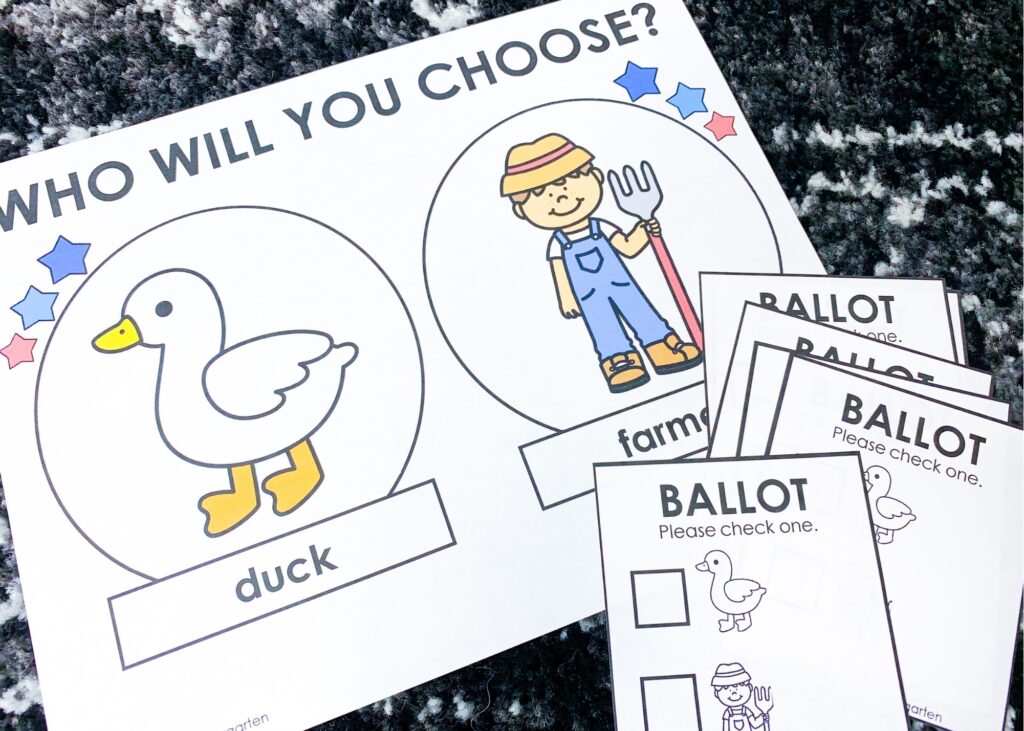 duck for president classroom election sign and ballots