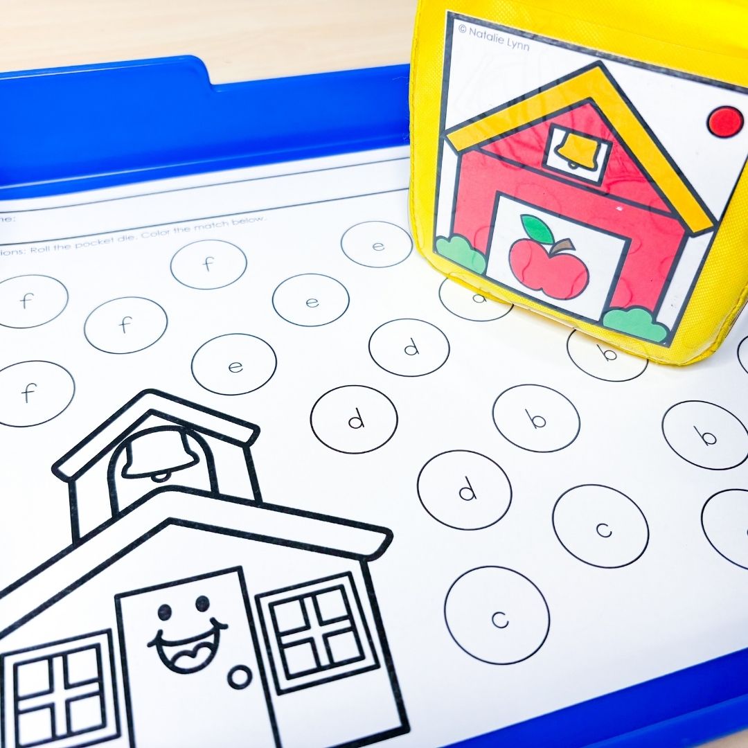 Back to School Pocket Dice Centers - Natalie Lynn Kindergarten