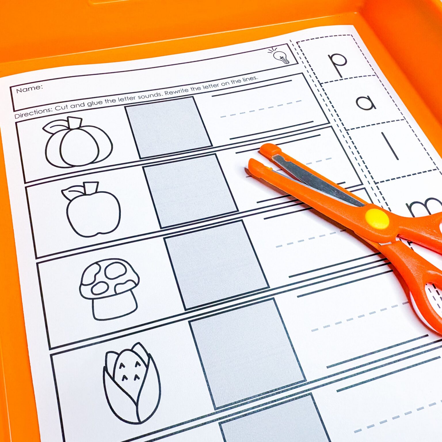 Fall Letter Sounds Match and Write Worksheets - Natalie Lynn Kindergarten